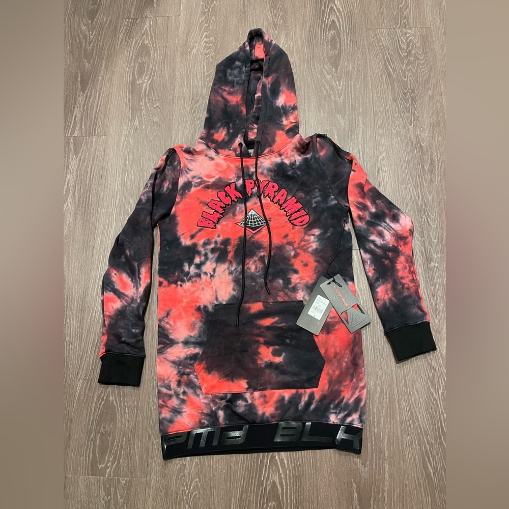 Black Pyramid Mens Collection Tie Dye Hoodie With Logo Print - Size Medium